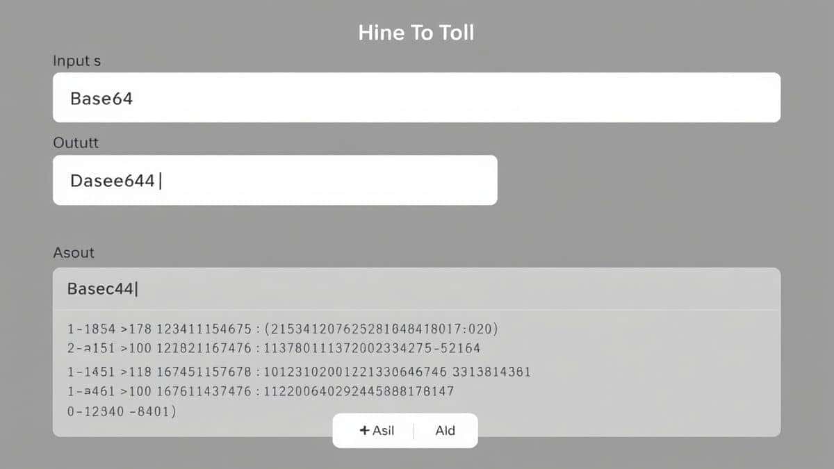 modern online tool interface showing Base64 input field and ASCII output result with clean minimal design
