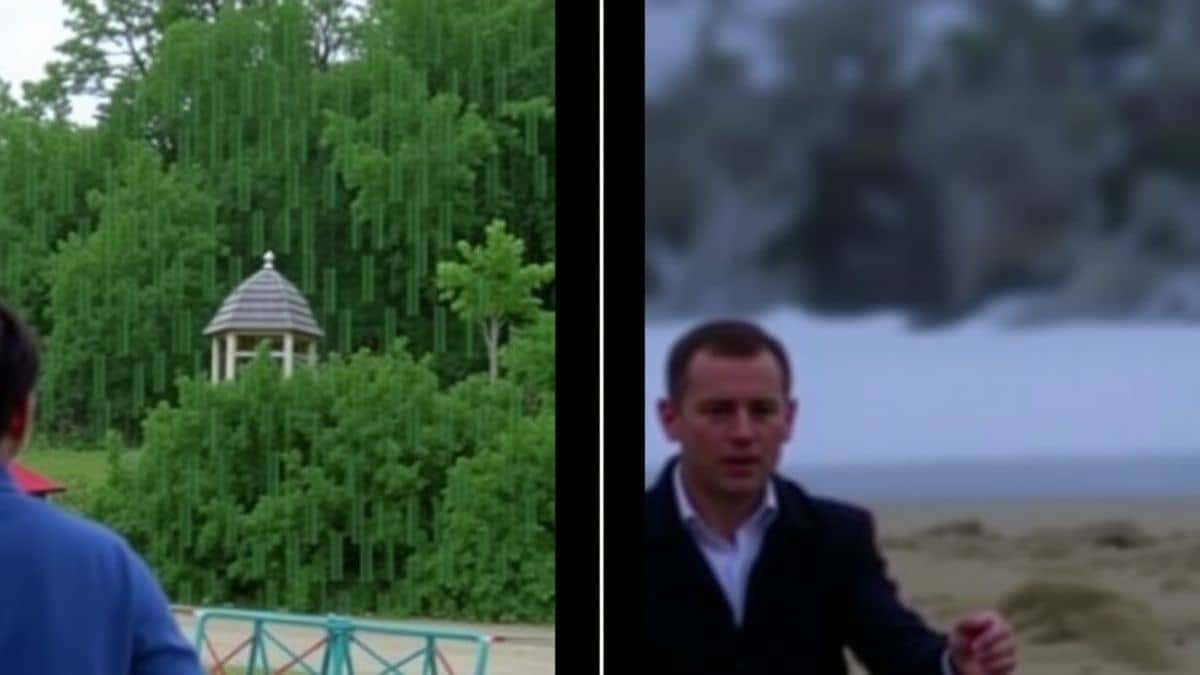 A split screen showing a video with heavy interlacing artifacts on one side and a clean, properly converted video on the other